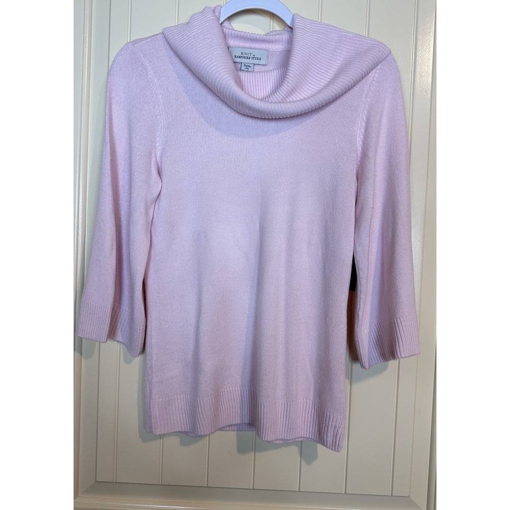 New Knit by Hampshire Studio pink Cowl Neck lighweight Sweater 100% Acrylic PS